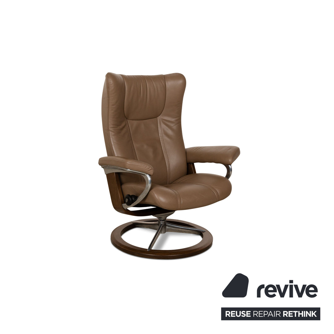 Stressless Wing Leder Sessel Braun inkl. Hocker manuelle Funktion