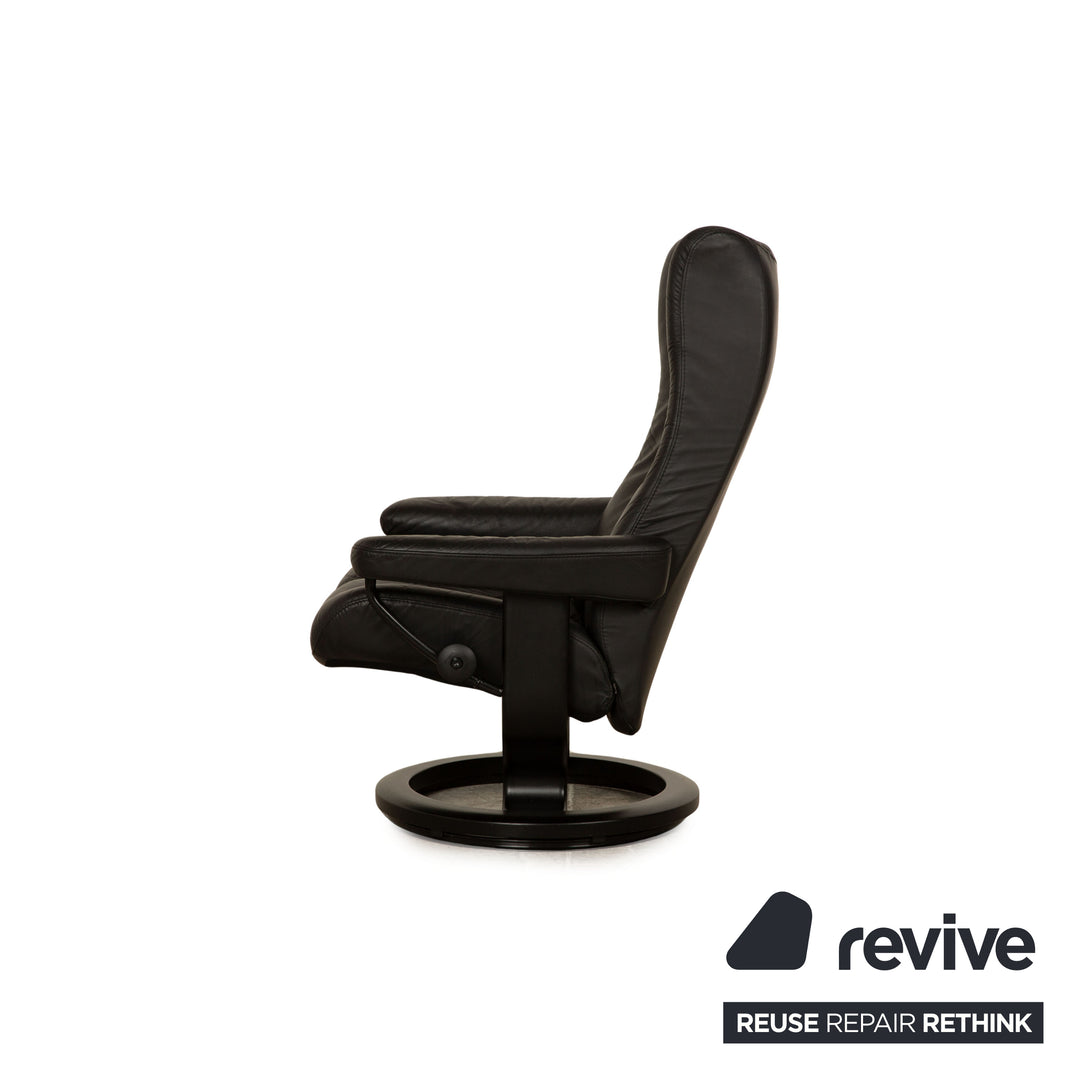 Stressless Wing Leather Armchair Black incl. Stool manual function