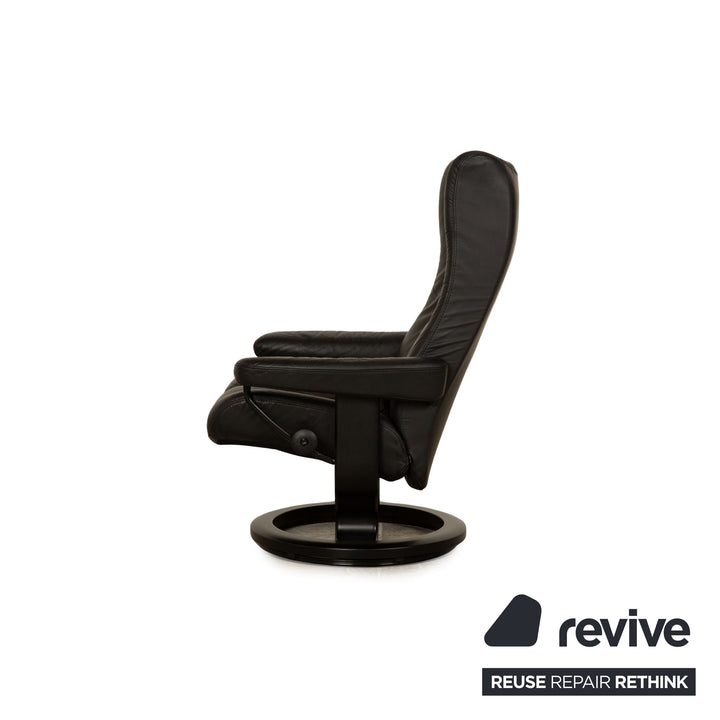 Stressless Wing Leder Sessel Schwarz inkl. Hocker manuelle Funktion