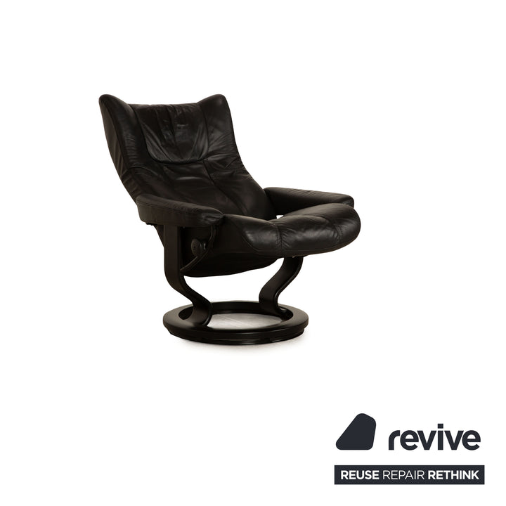 Stressless Wing Leather Armchair Black incl. Stool manual function