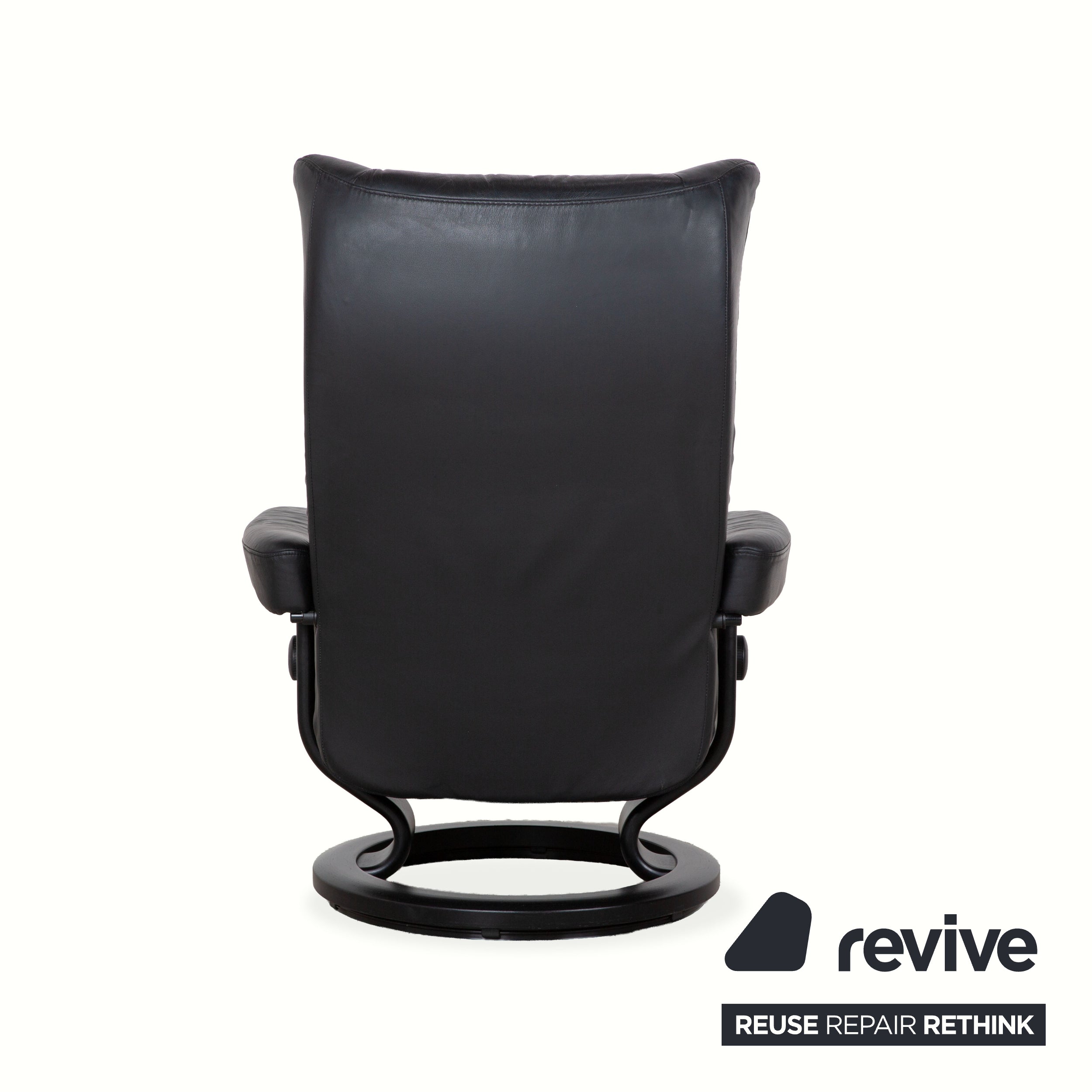 Fauteuil en cuir Stressless Wing noir avec fonction manuelle du tabouret