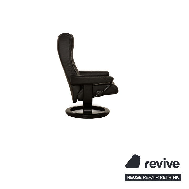 Stressless Wing Leder Sessel Schwarz inkl. Hocker manuelle Funktion