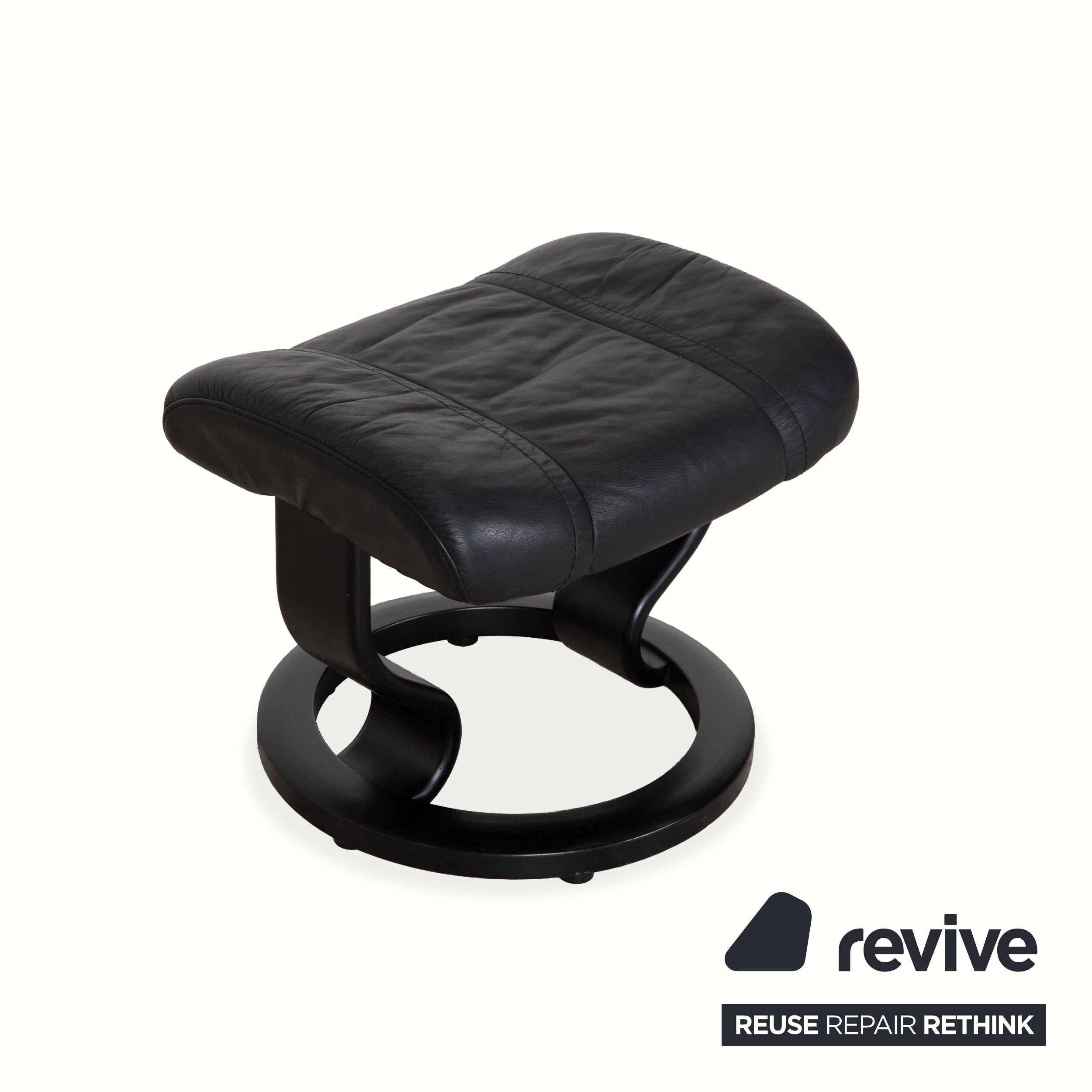Fauteuil en cuir Stressless Wing noir avec fonction manuelle du tabouret