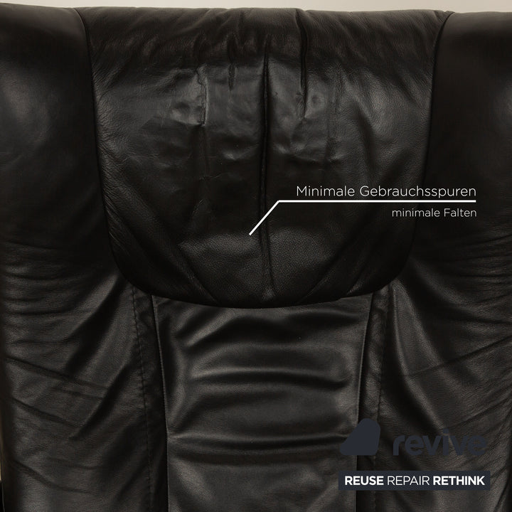 Stressless Wing Leder Sessel Schwarz inkl. Hocker manuelle Funktion