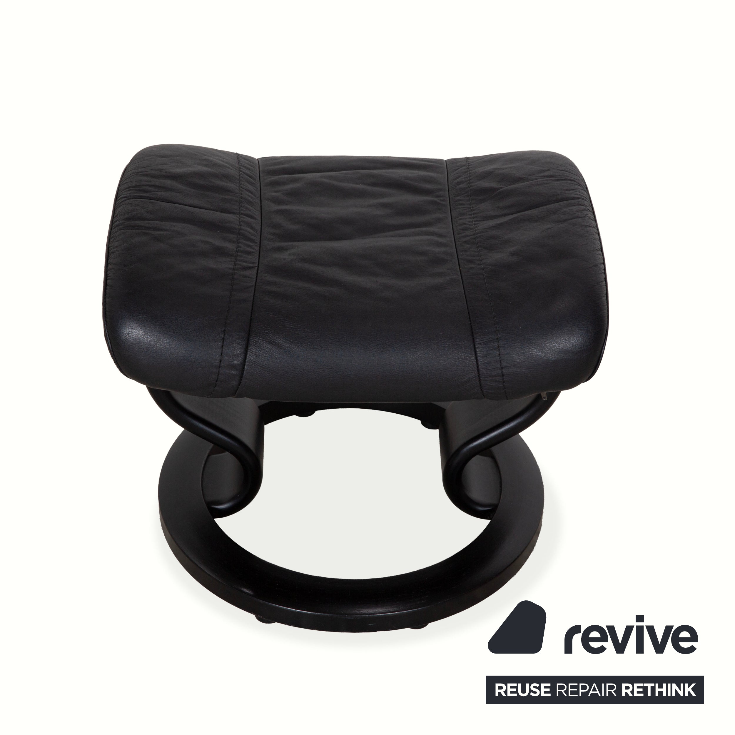 Fauteuil en cuir Stressless Wing noir avec fonction manuelle du tabouret