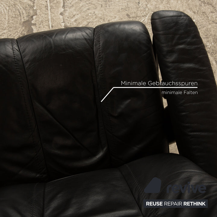 Stressless Wing Leder Sessel Schwarz inkl. Hocker manuelle Funktion