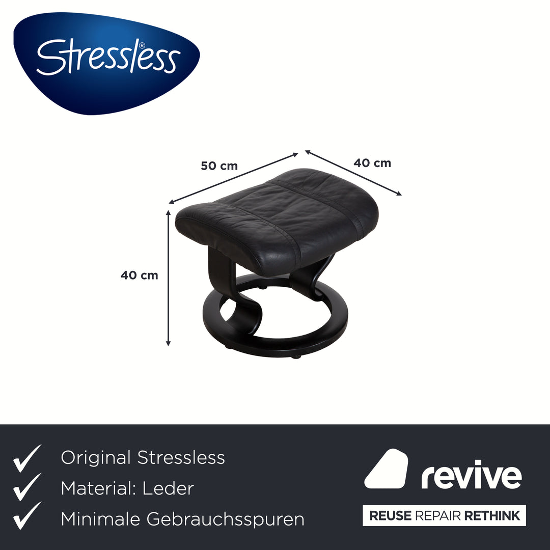 Fauteuil en cuir Stressless Wing noir avec fonction manuelle du tabouret