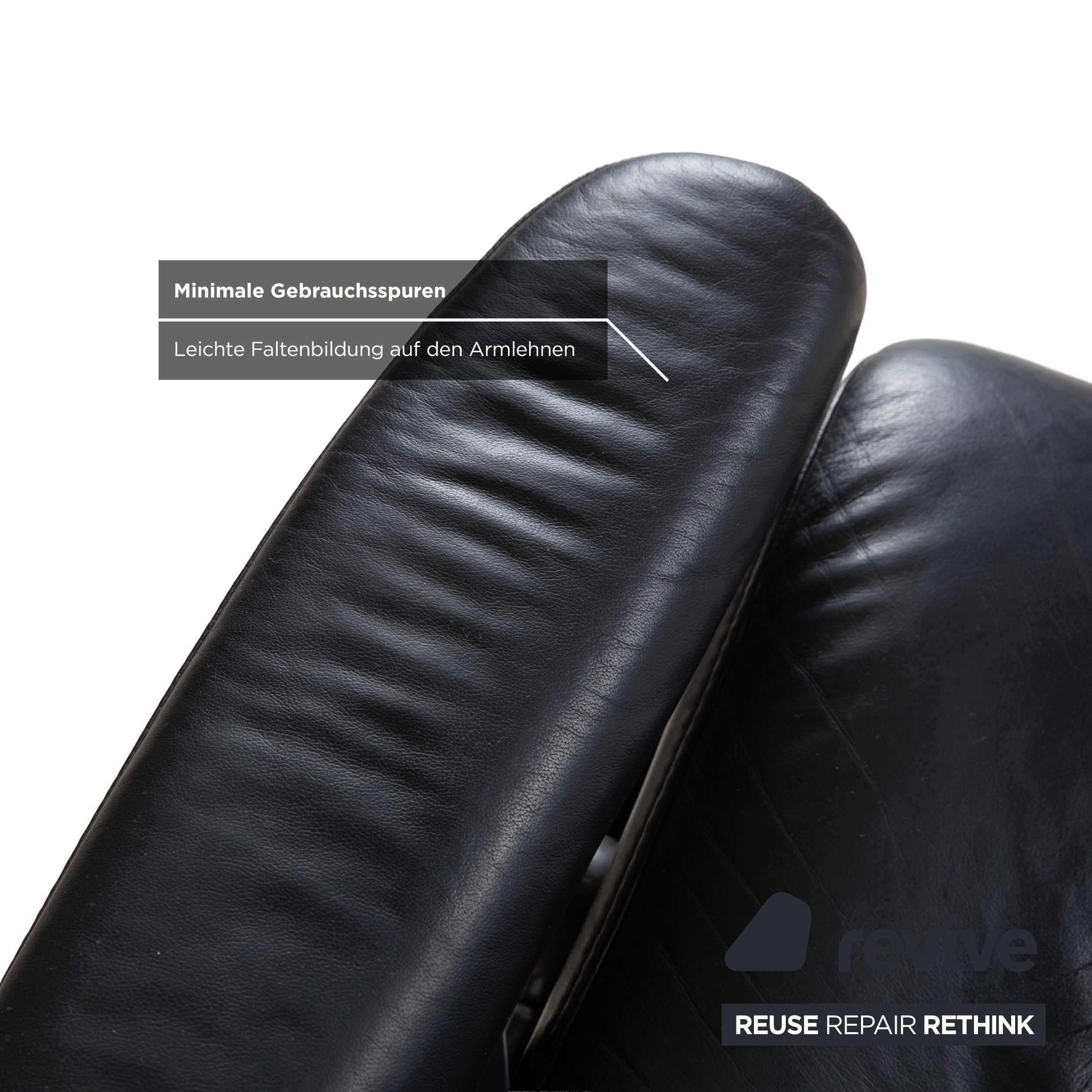 Fauteuil en cuir Stressless Wing noir avec fonction manuelle du tabouret