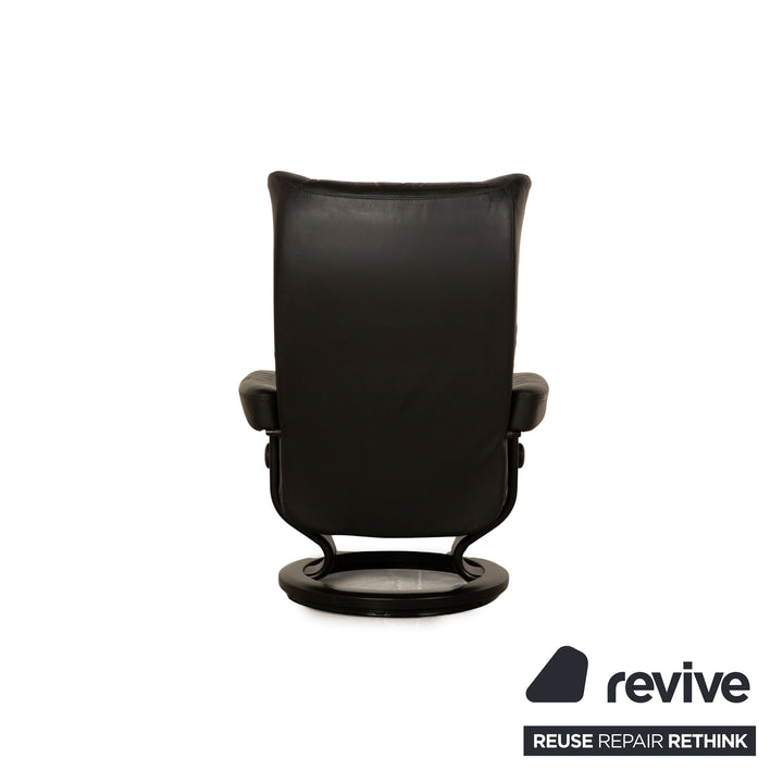 Stressless Wing Leather Armchair Black incl. Stool manual function