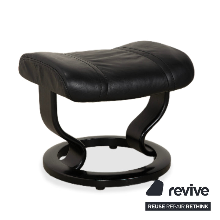 Stressless Wing Leder Sessel Schwarz manuelle Funktion inkl. Hocker