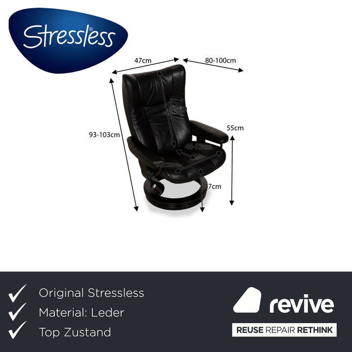 Stressless Wing Leder Sessel Schwarz manuelle Funktion inkl. Hocker