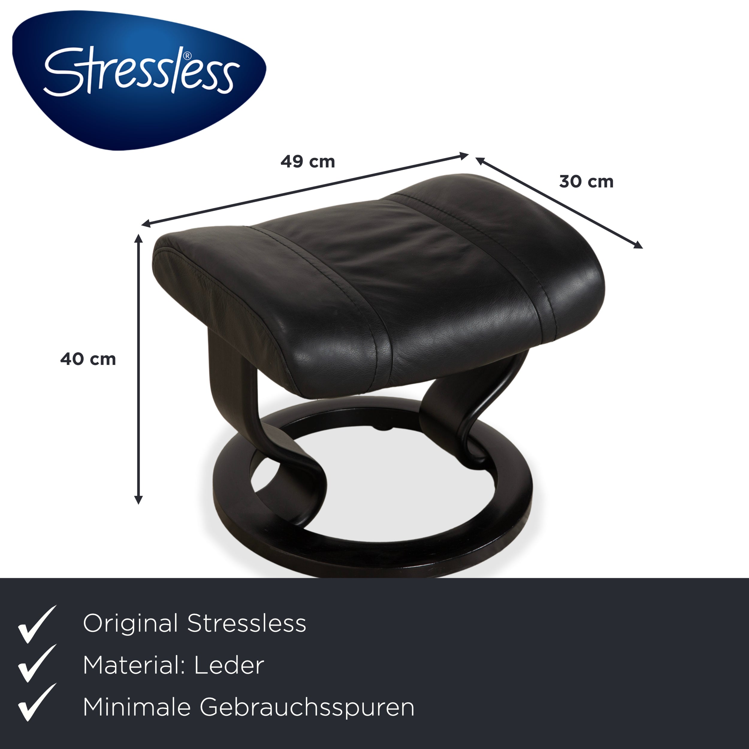 Stressless Wing Leather Armchair Black manual function incl. stool