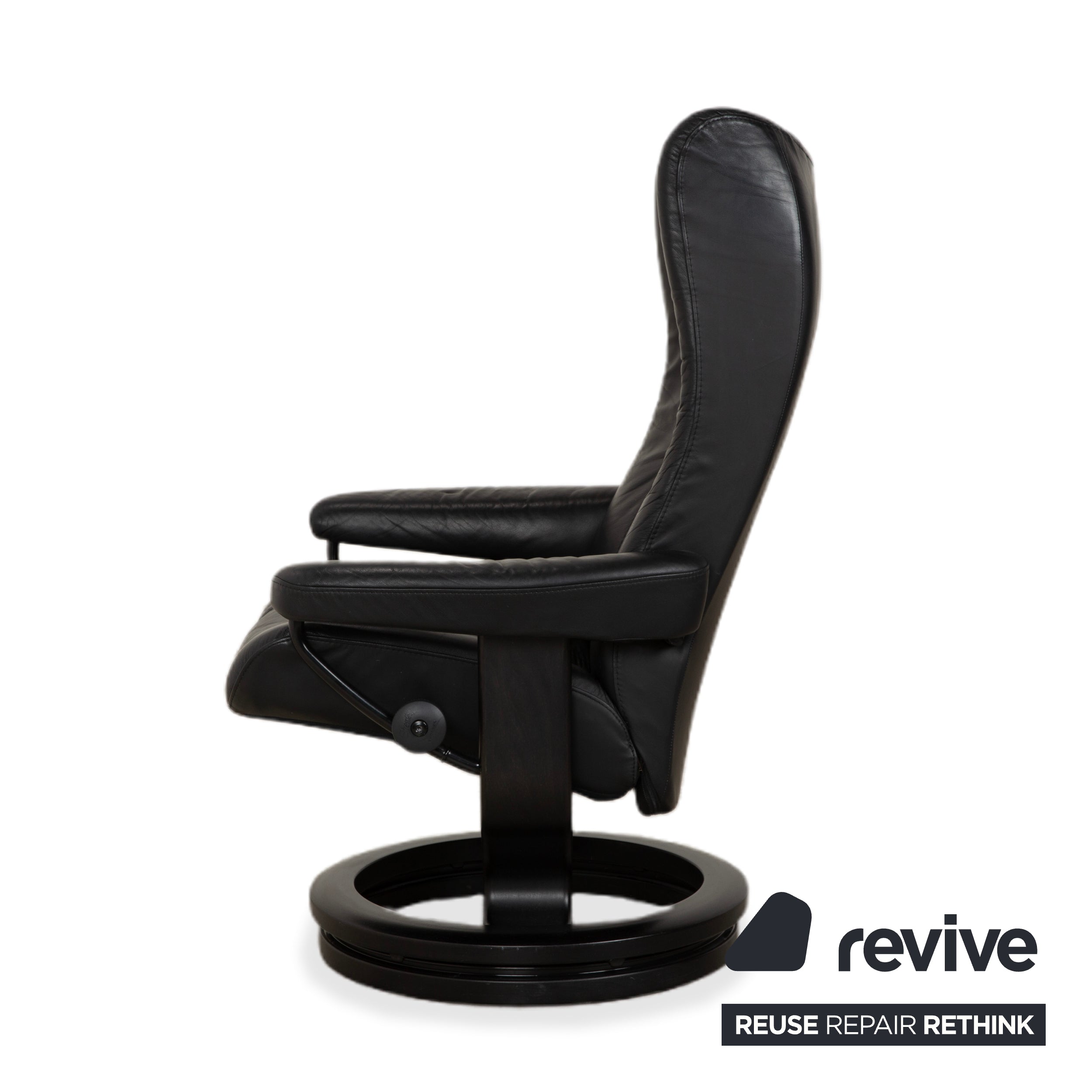 Stressless Wing Leather Armchair Black manual function incl. stool