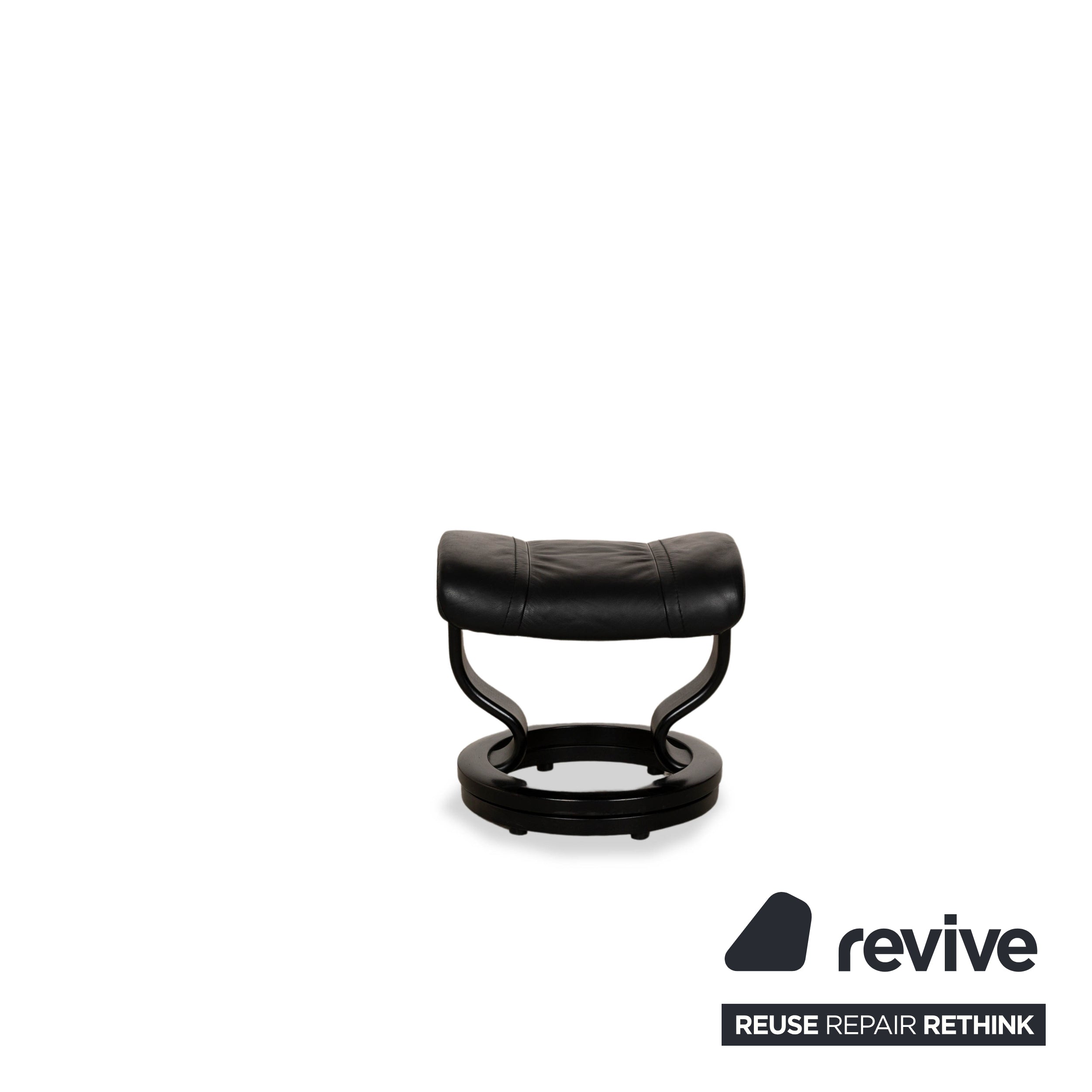 Fauteuil en cuir Stressless Wing noir fonction manuelle avec tabouret