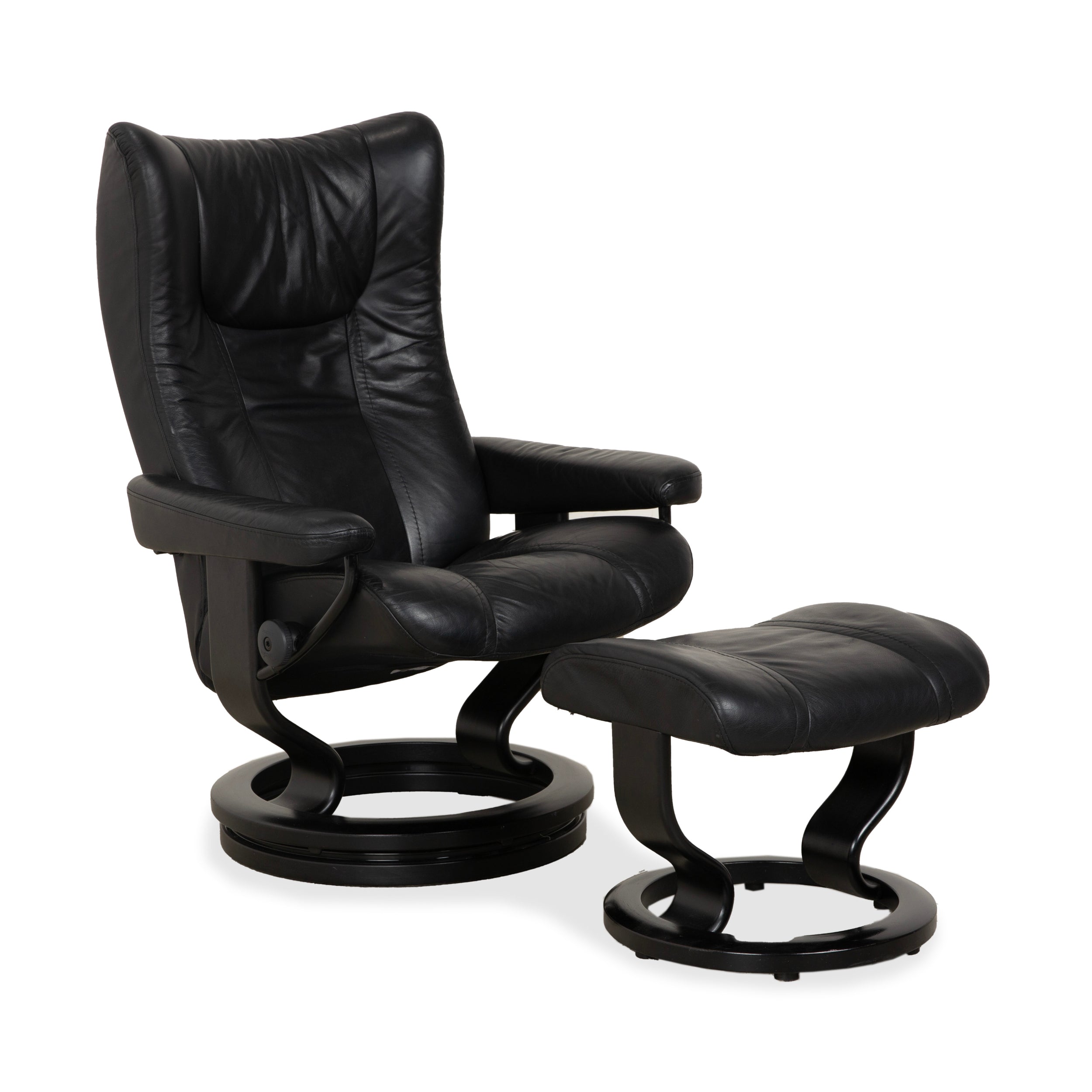 Stressless Wing Leather Armchair Black manual function incl. stool