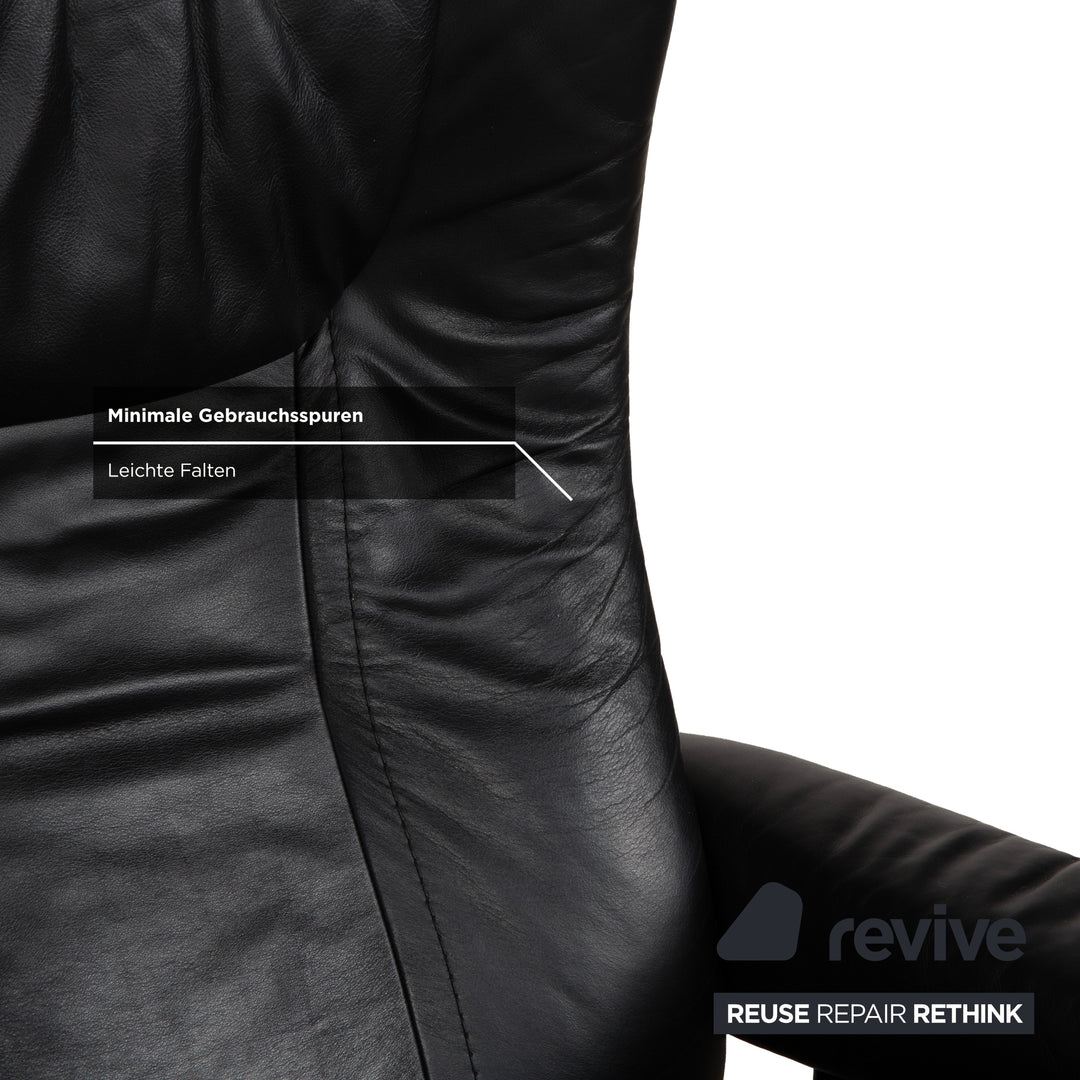 Stressless Wing Leder Sessel Schwarz manuelle Funktion inkl. Hocker