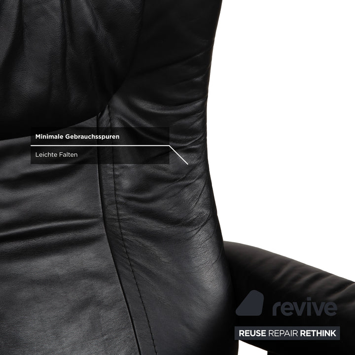 Stressless Wing Leder Sessel Schwarz manuelle Funktion inkl. Hocker