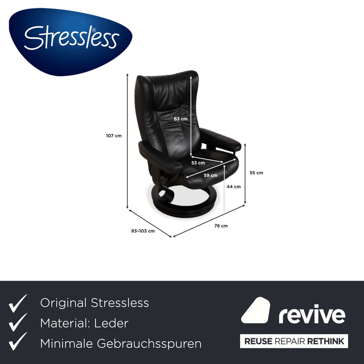 Stressless Wing Leder Sessel Schwarz manuelle Funktion inkl. Hocker