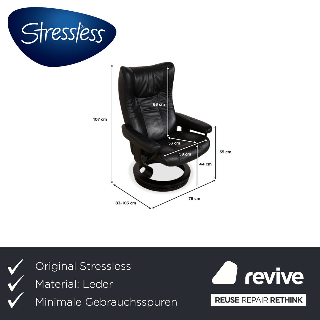 Stressless Wing Leder Sessel Schwarz manuelle Funktion inkl. Hocker