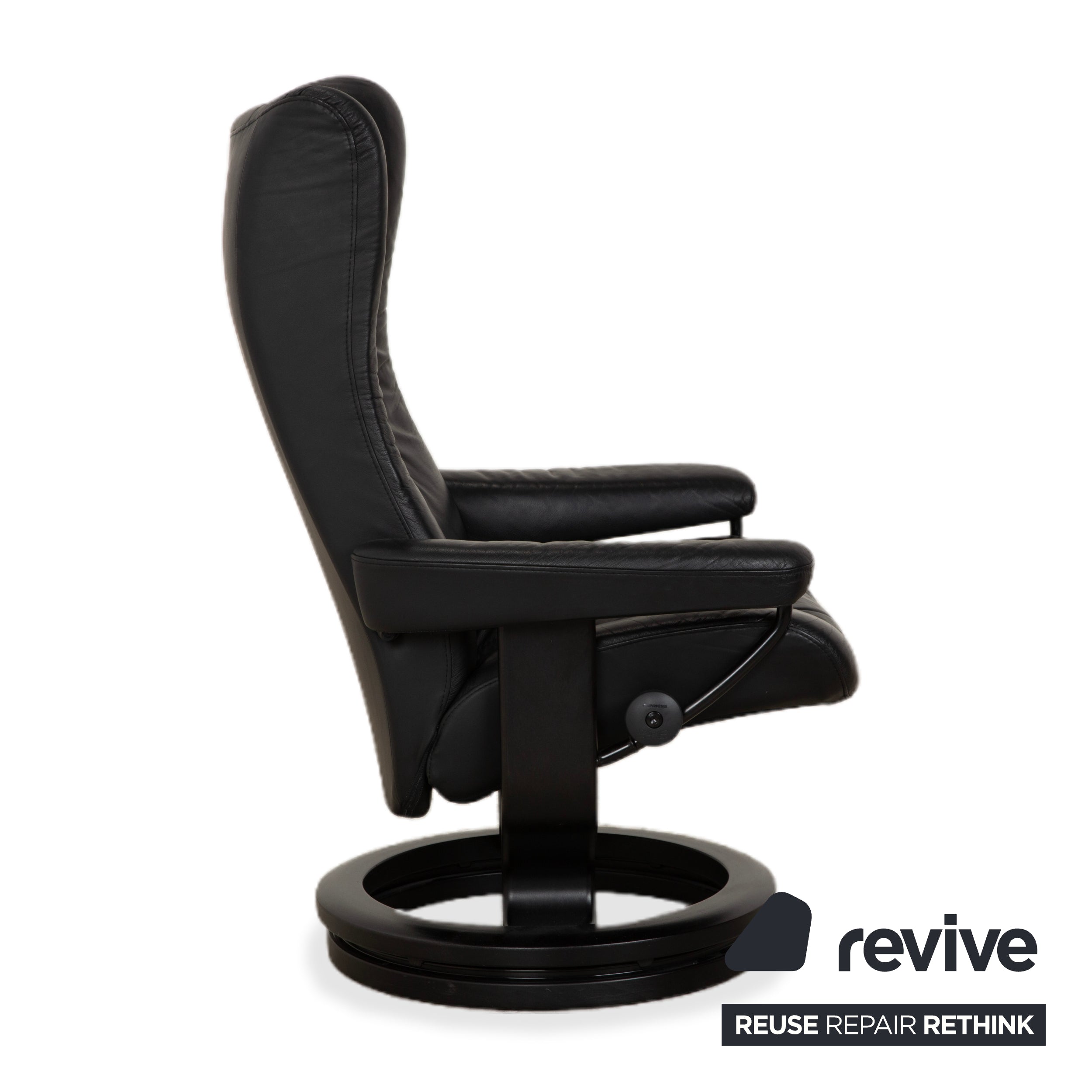 Stressless Wing Leather Armchair Black manual function incl. stool