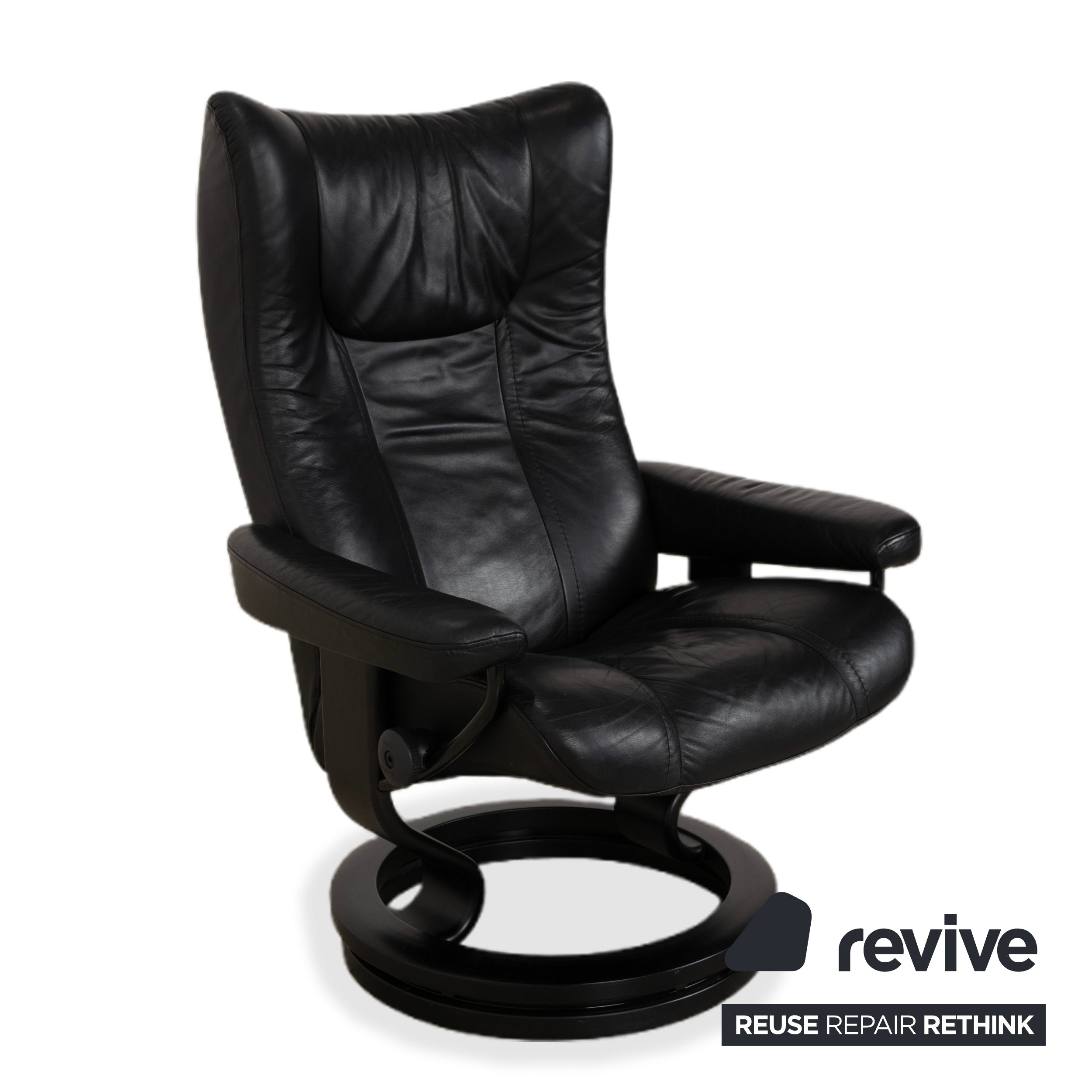 Stressless Wing Leather Armchair Black manual function incl. stool