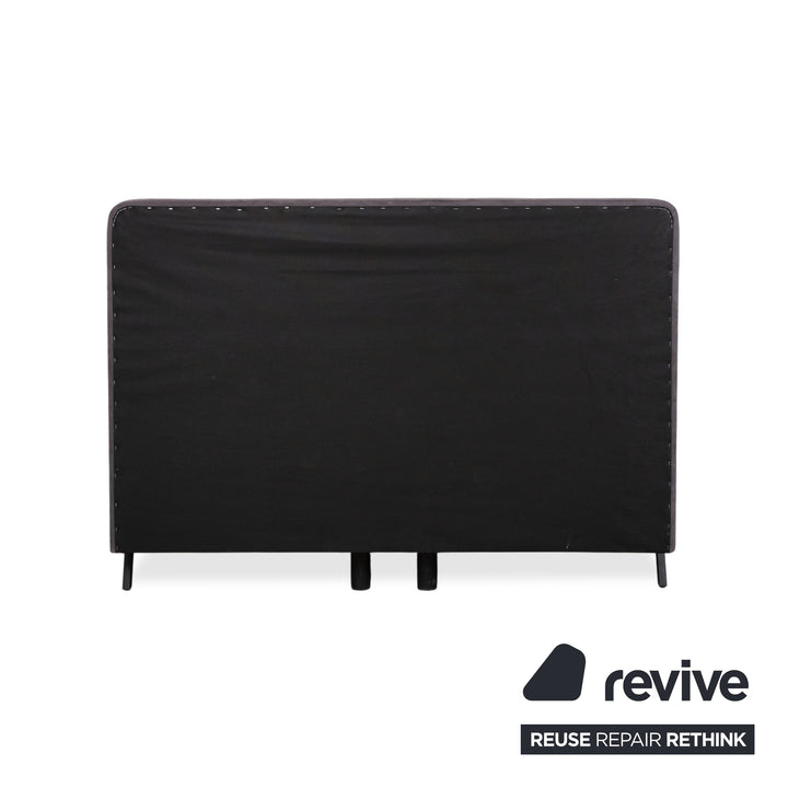 Swiss Sense Home Stoff Bett Grau Boxspring inkl. Hocker mit Stauraum + Nachtschrank 160 x 200 cm
