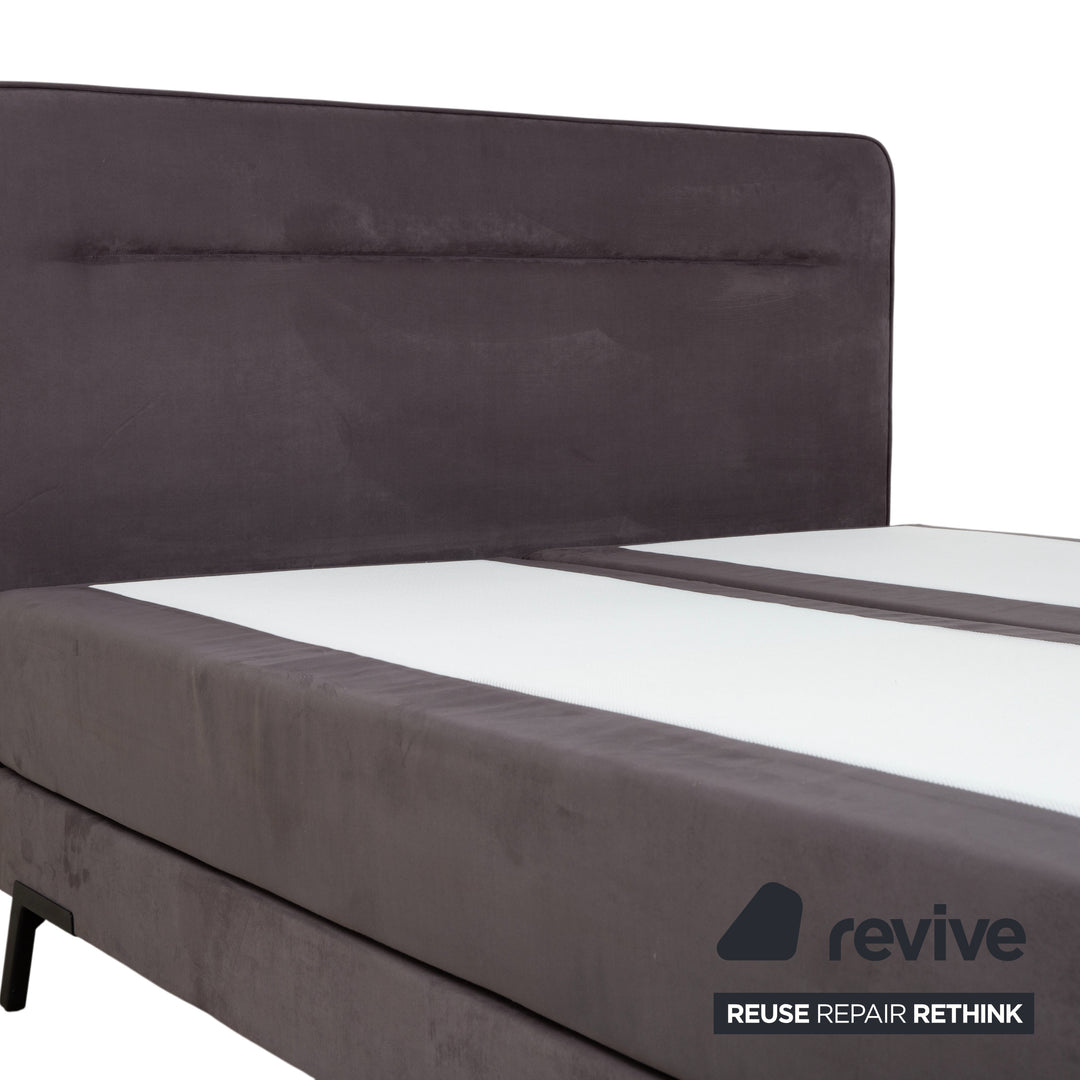 Swiss Sense Home Fabric Bed Grey Box Spring incl. Ottoman with Storage + Nightstand 160 x 200 cm