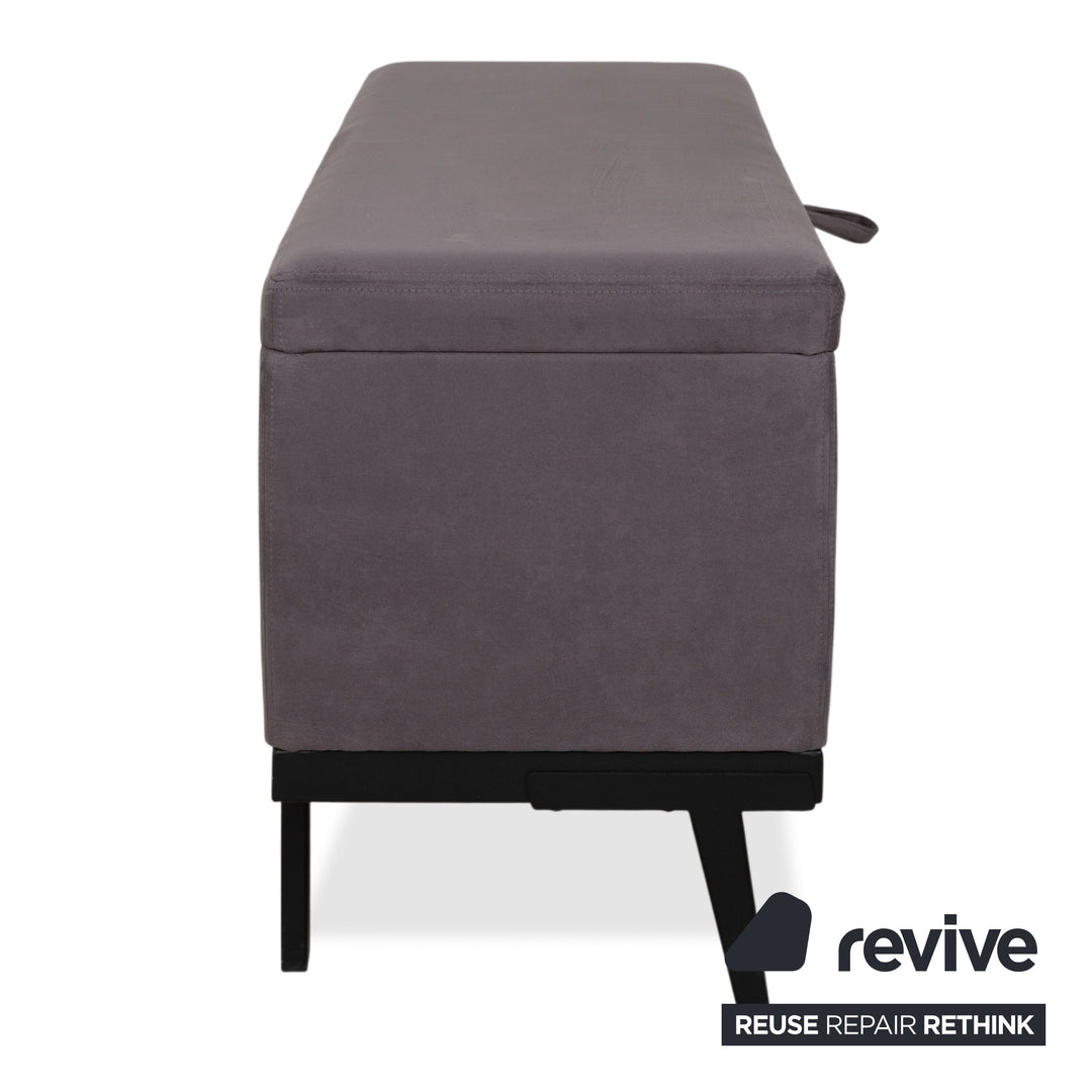 Swiss Sense Home Fabric Bed Grey Box Spring incl. Ottoman with Storage + Nightstand 160 x 200 cm