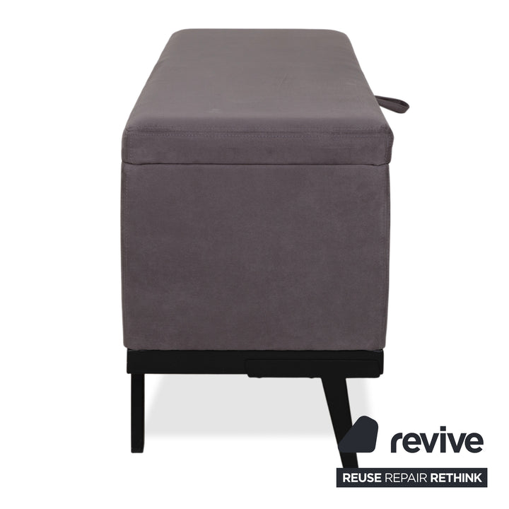 Swiss Sense Home Fabric Bed Grey Box Spring incl. Ottoman with Storage + Nightstand 160 x 200 cm