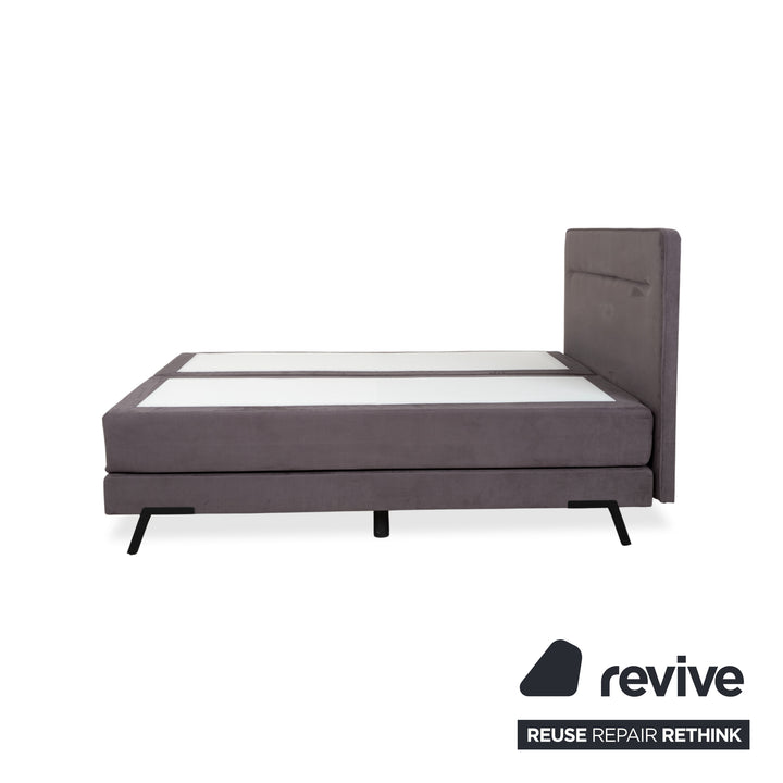 Swiss Sense Home Fabric Bed Grey Box Spring incl. Ottoman with Storage + Nightstand 160 x 200 cm