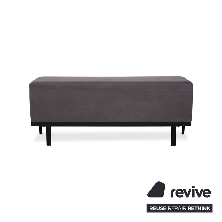 Swiss Sense Home Fabric Bed Grey Box Spring incl. Ottoman with Storage + Nightstand 160 x 200 cm