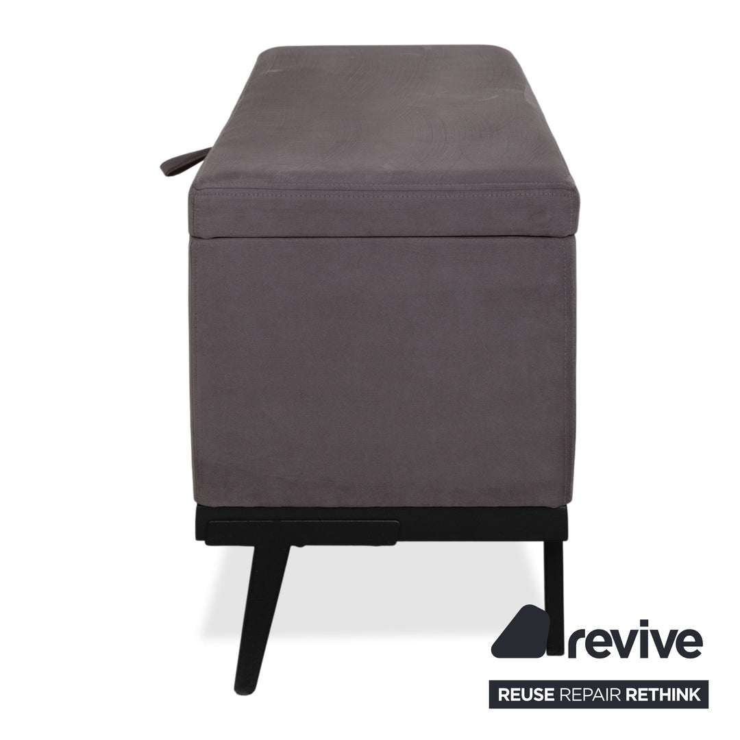 Swiss Sense Home Fabric Bed Grey Box Spring incl. Ottoman with Storage + Nightstand 160 x 200 cm