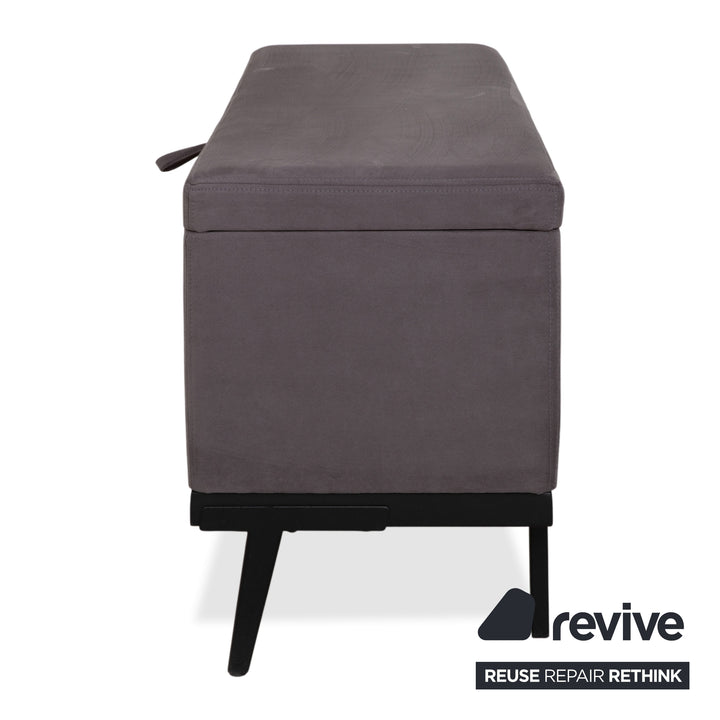 Swiss Sense Home Stoff Bett Grau Boxspring inkl. Hocker mit Stauraum + Nachtschrank 160 x 200 cm