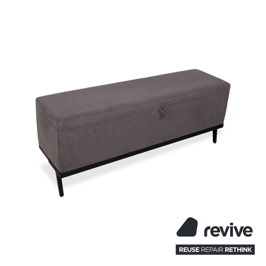 Swiss Sense Home Fabric Bed Grey Box Spring incl. Ottoman with Storage + Nightstand 160 x 200 cm