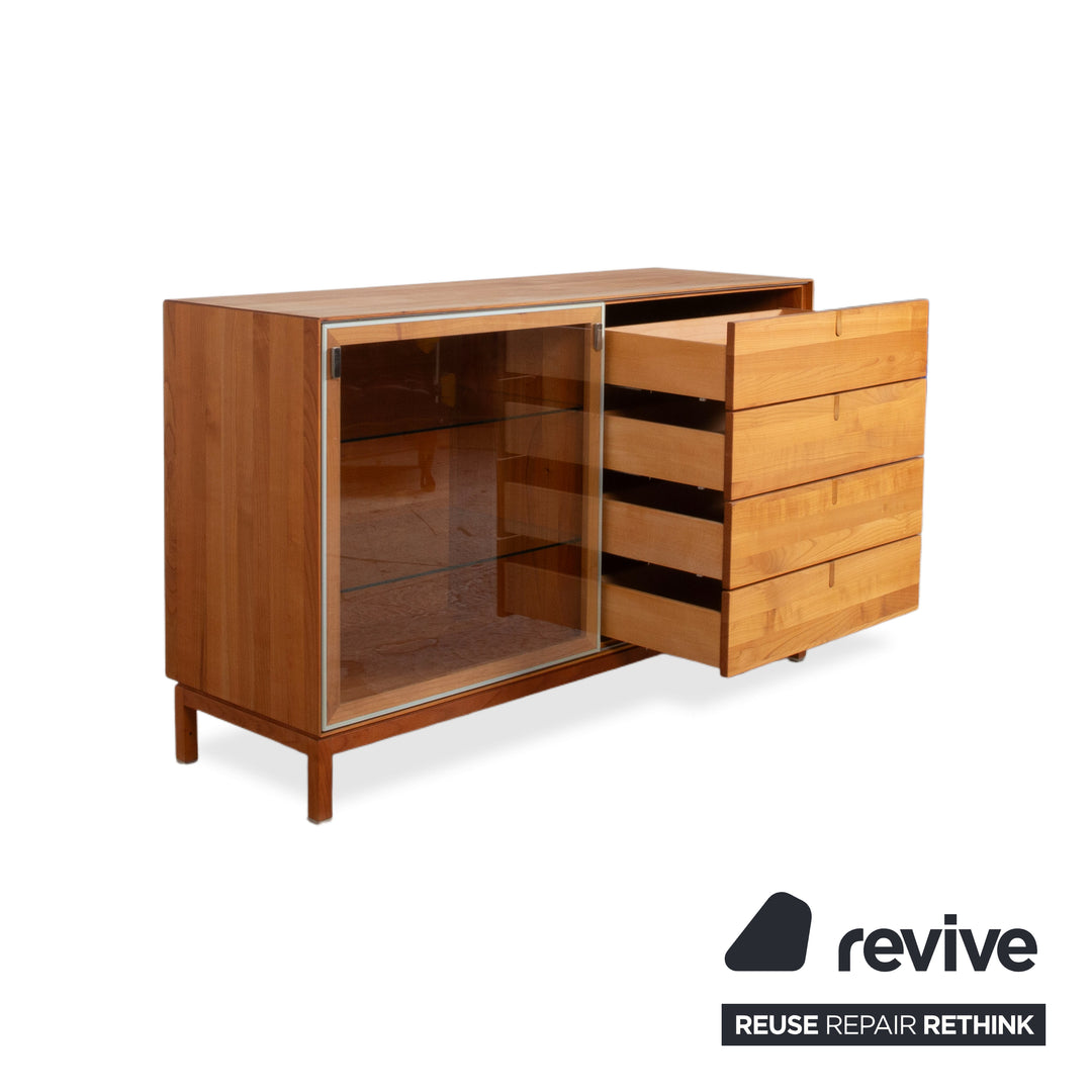 Team 7 Cubus Wood Glass Sideboard Brown Cherry Cherry Wood