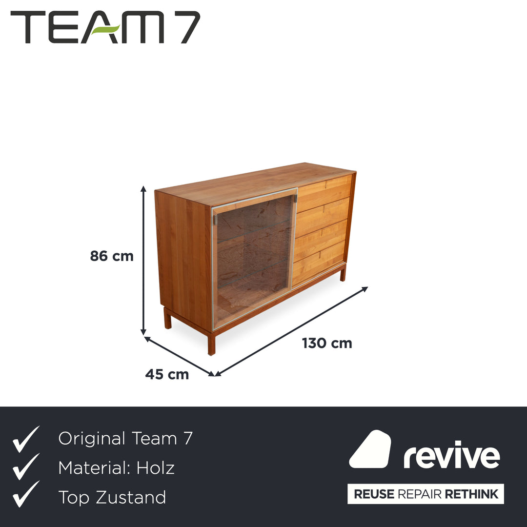 Team 7 Cubus Wood Glass Sideboard Brown Cherry Cherry Wood