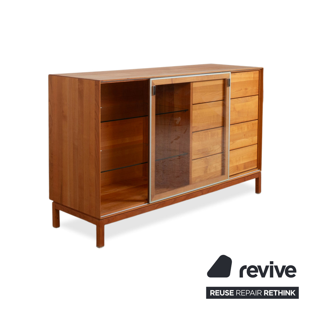 Team 7 Cubus Wood Glass Sideboard Brown Cherry Cherry Wood