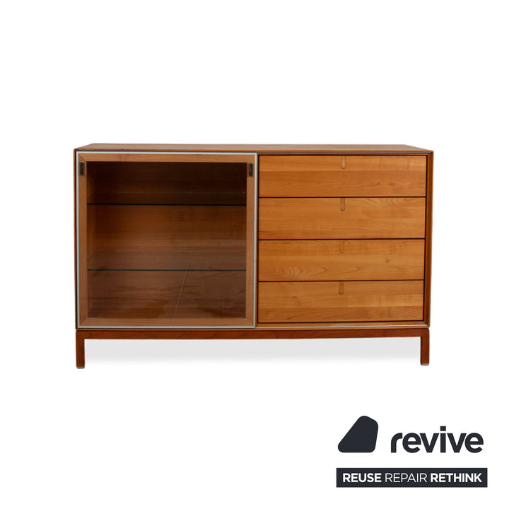 Team 7 Cubus Wood Glass Sideboard Brown Cherry Cherry Wood