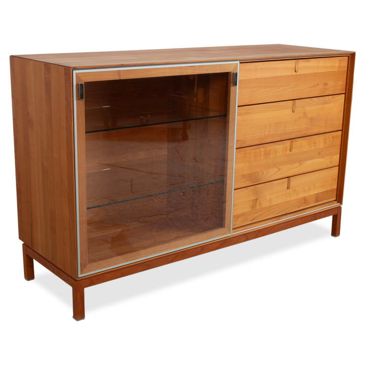 Team 7 Cubus Wood Glass Sideboard Brown Cherry Cherry Wood