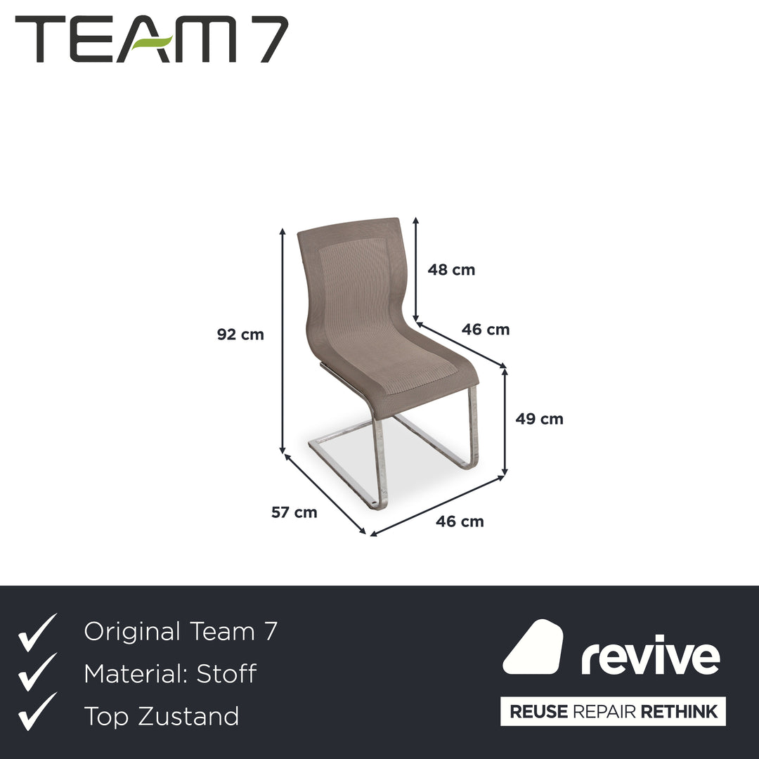 Team 7 Magnum Stricktex 4er Set Stuhl Stoff Chrom Grau Beige