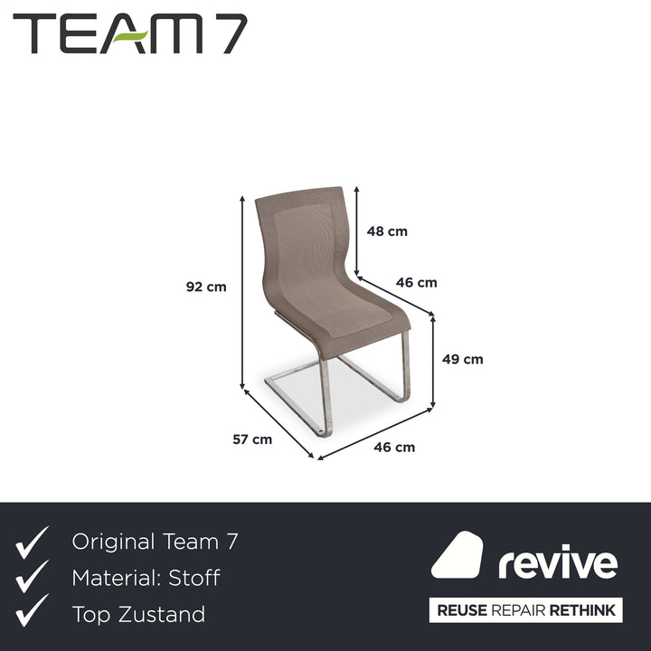 Team 7 Magnum Stricktex 4er Set Stuhl Stoff Chrom Grau Beige