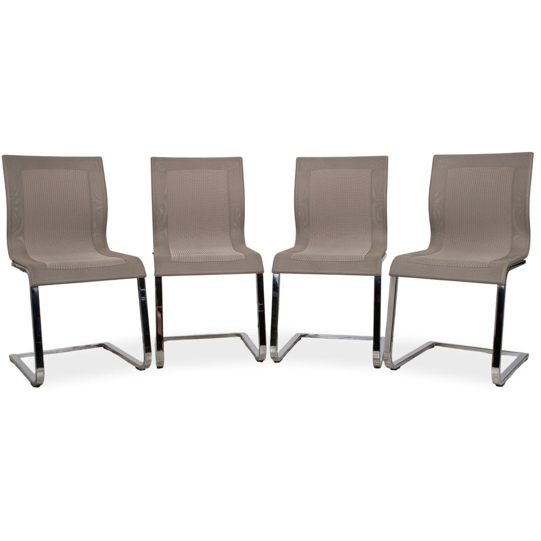Team 7 Magnum Stricktex 4er Set Stuhl Stoff Chrom Grau Beige