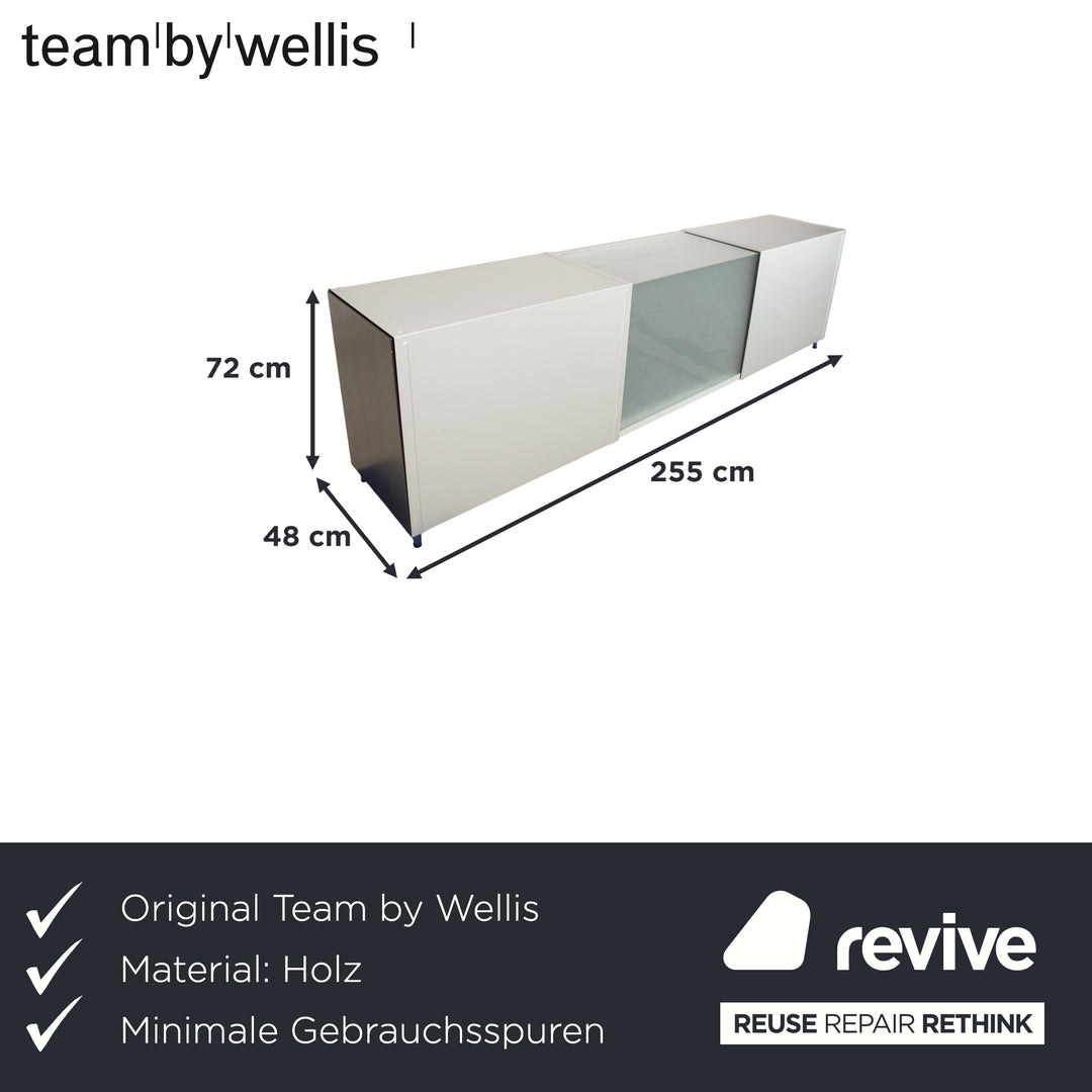 Team by Wellis Metal Sideboard Gray Glass