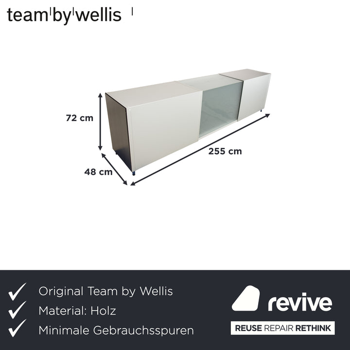 Team by Wellis Metal Sideboard Gray Glass