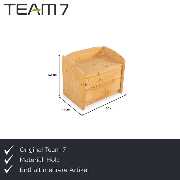 Team7 wooden bed with 2 nightstands, brown, 180x200 cm, manual function