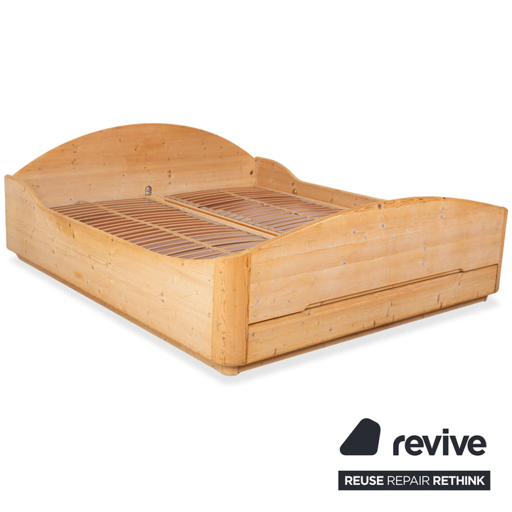 Team7 wooden bed with 2 nightstands, brown, 180x200 cm, manual function