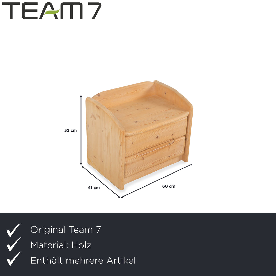 Team7 wooden bed with 2 nightstands, brown, 180x200 cm, manual function