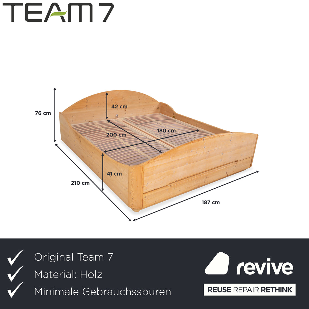 Team7 Wooden Bed Brown 180x200 Manual Function