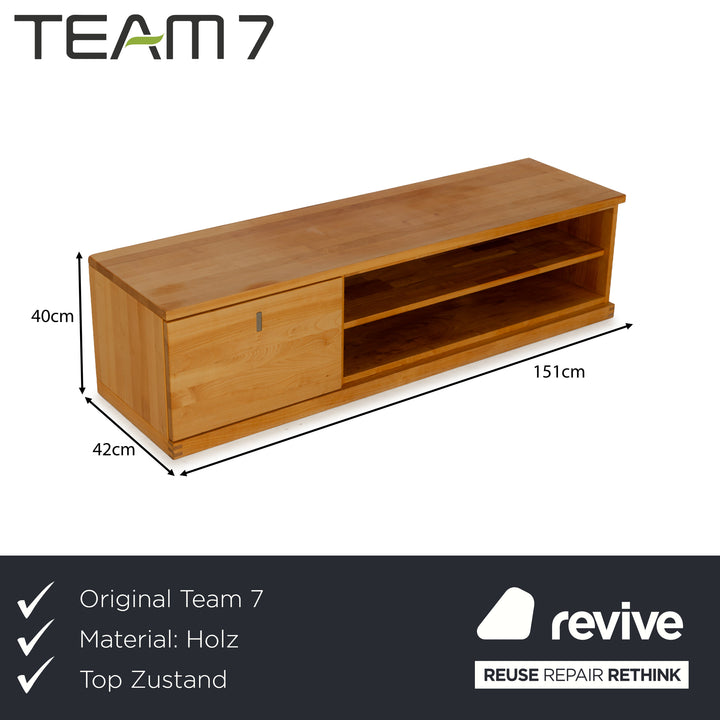 Buffet en bois massif marron Team7, meuble multimédia lowboard