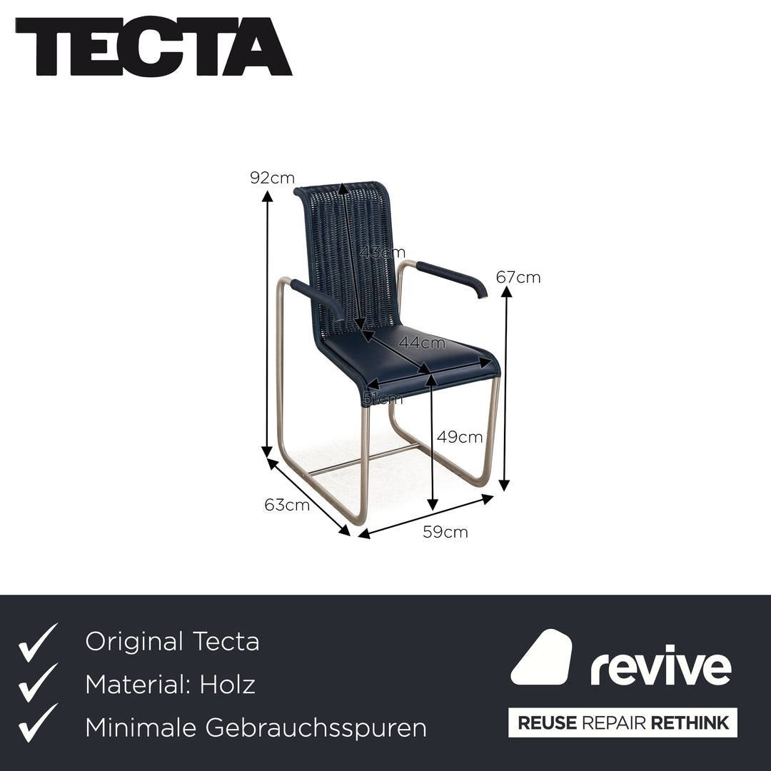 Tecta D20 Wooden Chair Cantilever Chair Dining Room Blue